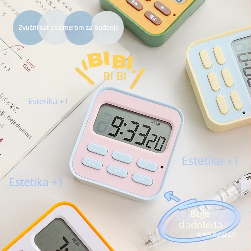Stolni digitalni budilnik s alarmom, baterijsko napajanje, ABS brojčanik, plastično kućište, jednostavan dizajn