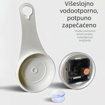 flaito Luminizirani ovalni zidni sat s usisnom čašom, vodootporan, kvarcni mehanizam, baterijsko napajanje, jednostrana