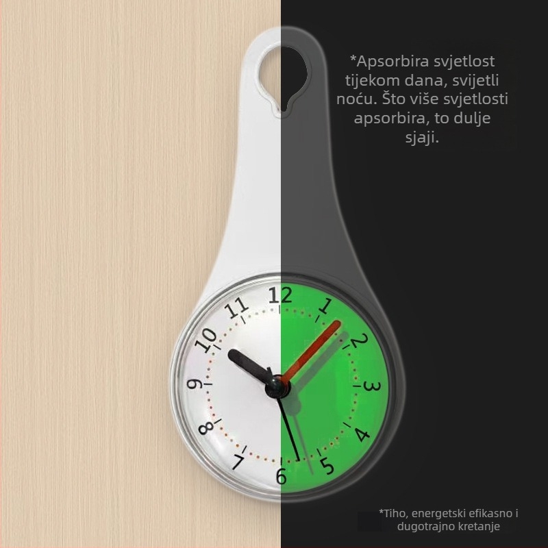 flaito Luminizirani ovalni zidni sat s usisnom čašom, vodootporan, kvarcni mehanizam, baterijsko napajanje, jednostrana