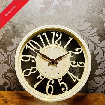 Zidni sat, kružni oblik, retro europski stil, analogni brojčanik s brojkama, napaja se baterijom, precizan mehanizam, pogodan za dnevni boravak