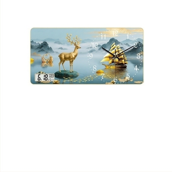 Zidni sat s večnim kalendarom 2025, motiv jedrenjak, brojčani prikaz, glatko kretanje sekundne ruke, napajanje suhim baterijama