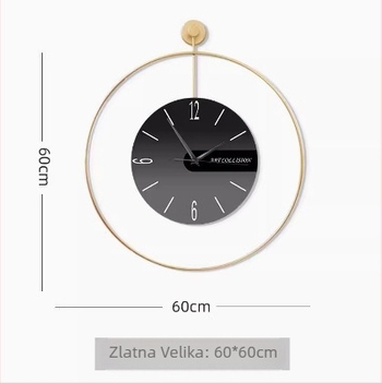 Zidni sat, Model 5060, Kvarcni mehanizam (Santai 6168s), Okruglo metalno kućište, Cifer od organskog stakla, Analogni prikaz s kazaljkama i brojevima