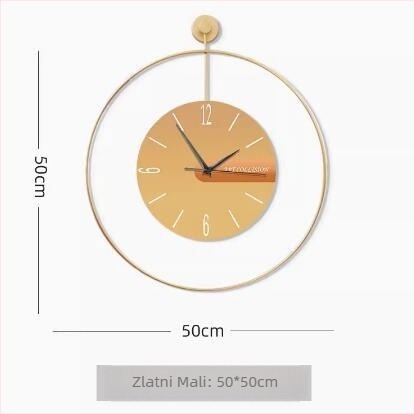 Zidni sat, Model 5060, Kvarcni mehanizam (Santai 6168s), Okruglo metalno kućište, Cifer od organskog stakla, Analogni prikaz s kazaljkama i brojevima