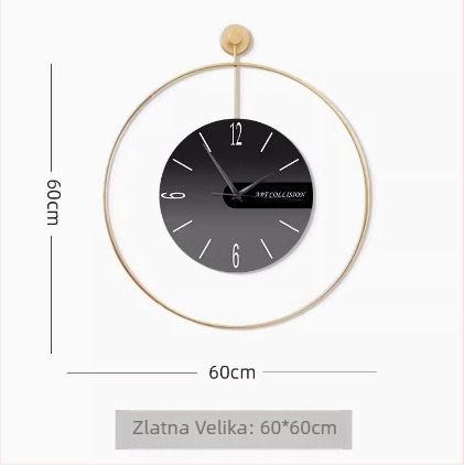 Zidni sat, Model 5060, Kvarcni mehanizam (Santai 6168s), Okruglo metalno kućište, Cifer od organskog stakla, Analogni prikaz s kazaljkama i brojevima