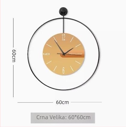 Zidni sat, Model 5060, Kvarcni mehanizam (Santai 6168s), Okruglo metalno kućište, Cifer od organskog stakla, Analogni prikaz s kazaljkama i brojevima