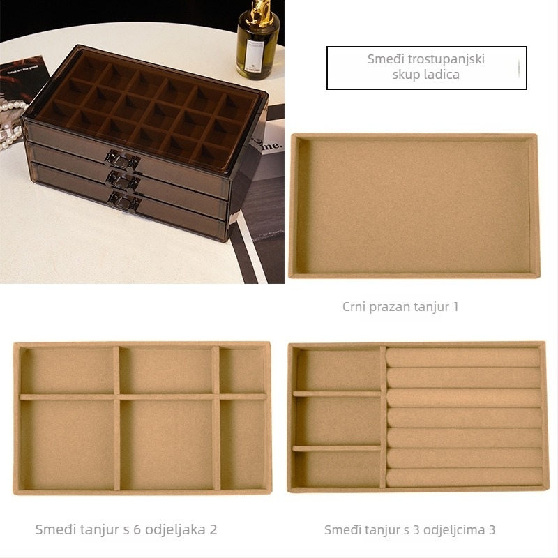 Višestruka kutija za nakit s ladicama, ABS materijal, čvrsta konstrukcija, bez prilagodbe