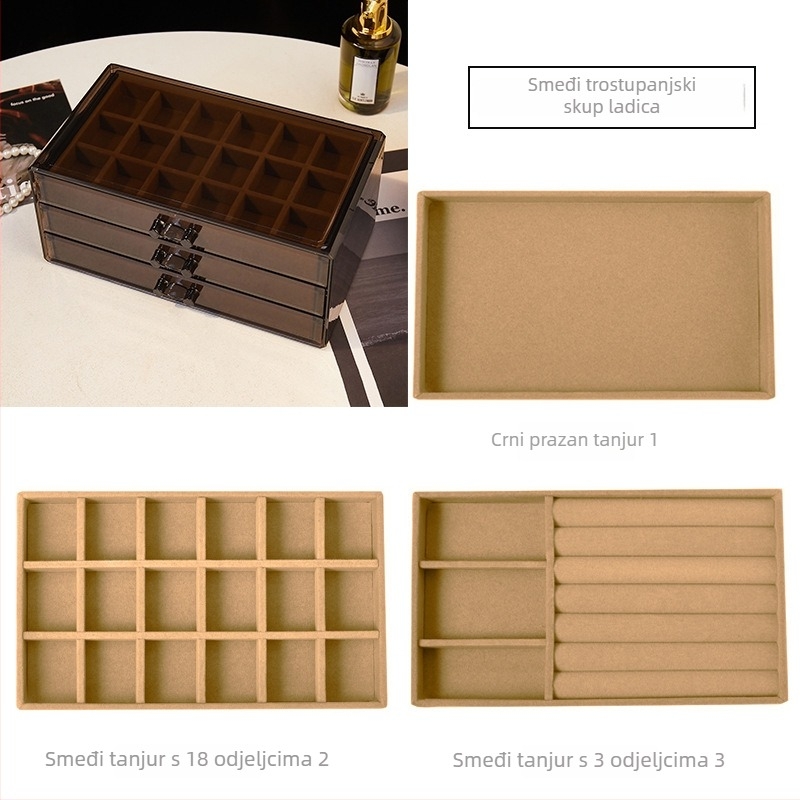 Višestruka kutija za nakit s ladicama, ABS materijal, čvrsta konstrukcija, bez prilagodbe