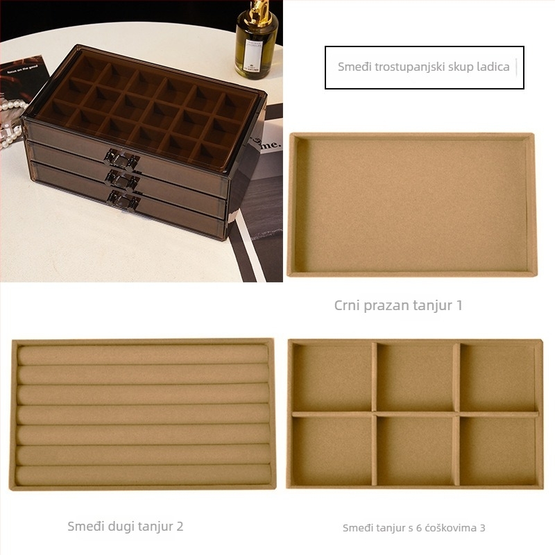 Višestruka kutija za nakit s ladicama, ABS materijal, čvrsta konstrukcija, bez prilagodbe