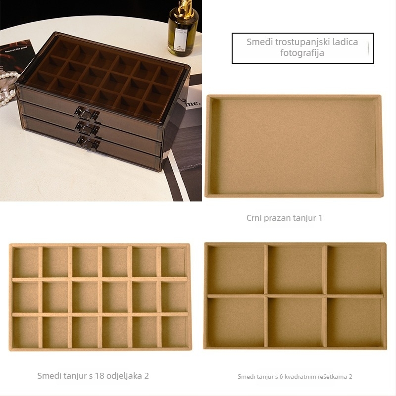 Višestruka kutija za nakit s ladicama, ABS materijal, čvrsta konstrukcija, bez prilagodbe