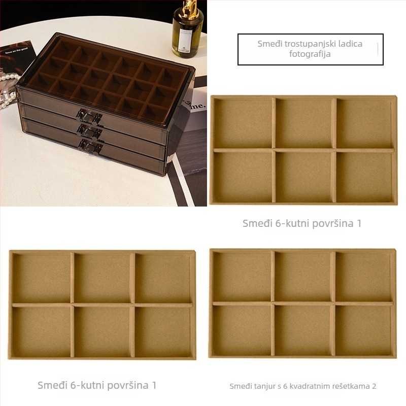 Višestruka kutija za nakit s ladicama, ABS materijal, čvrsta konstrukcija, bez prilagodbe