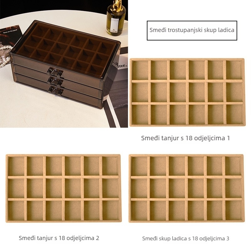 Višestruka kutija za nakit s ladicama, ABS materijal, čvrsta konstrukcija, bez prilagodbe