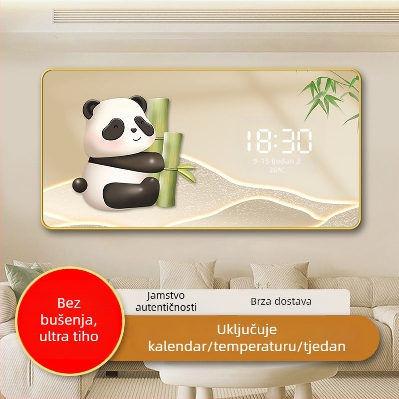 Zidni sat s LED zaslonom i vječnim kalendarom, skandinavskog stila, drveni okvir