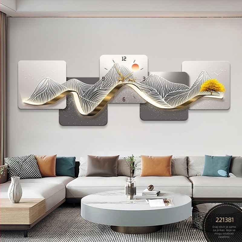 Zidni sat – pravokutnog oblika, drveni brojčanik, baterijsko napajanje, pokret sekunde bez tik, moderni minimalistički dizajn