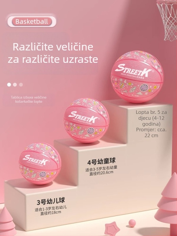 Plava gumena košarkaška lopta za djecu, veličine 3, 4, 5 i 7, za trening i natjecanja