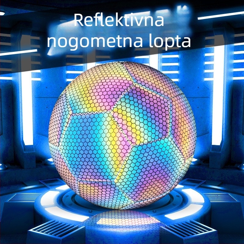 TPU nogometna lopta, šivanje strojem, svjetleća fluorescencija i reflektirajuća površina, prilagođeni logo