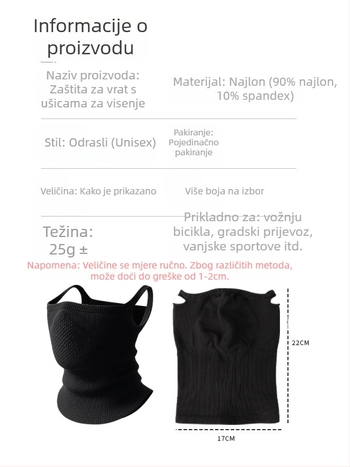 Unisex zimska maska za planinarenje i vožnju električnim biciklom, najlon bezšivna maska za lice s ovratnikom