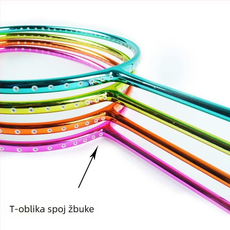 Raketa za badminton s karbonskim okvirom, težina 80–84 g, dizajn ravne glave, mogućnost prilagodbe, otisnuto logo