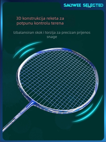 SALYWEE badminton reketa s karbonskim okvirom, težina 75–79 g, drška G5, direktni udarac