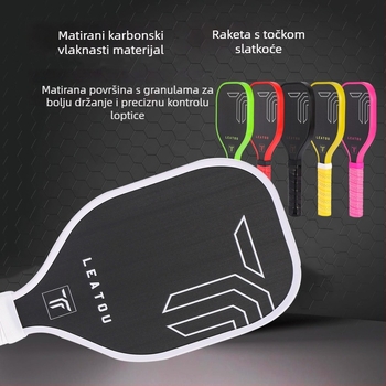 Reket za pickleball od karbonskih vlakana s mat završnom obradom, težina 127 g, marka Lituo, pogodno za treninge i turnire.