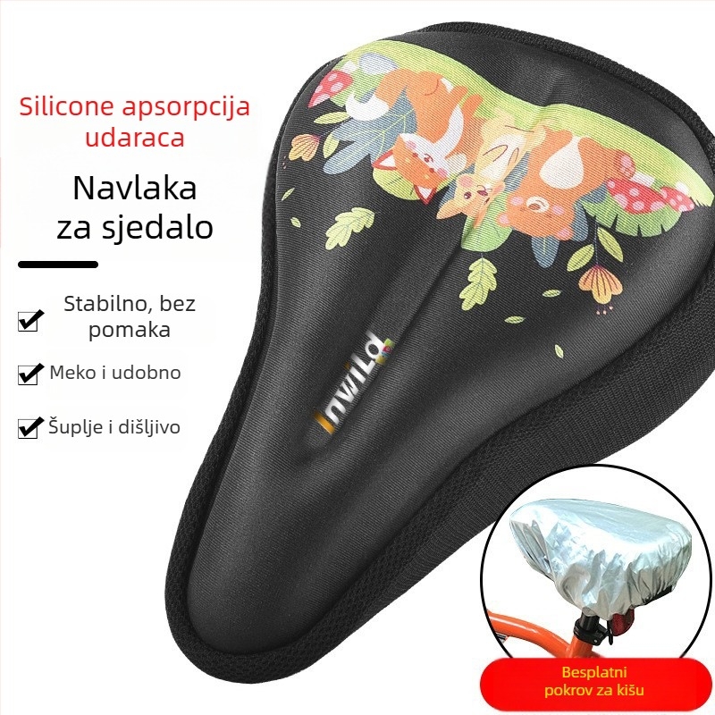 Inwild Dječja navlaka za sjedalo bicikla – debeli mekani silikonski jastučić s penom i poliesterom, za bicikle i kolica