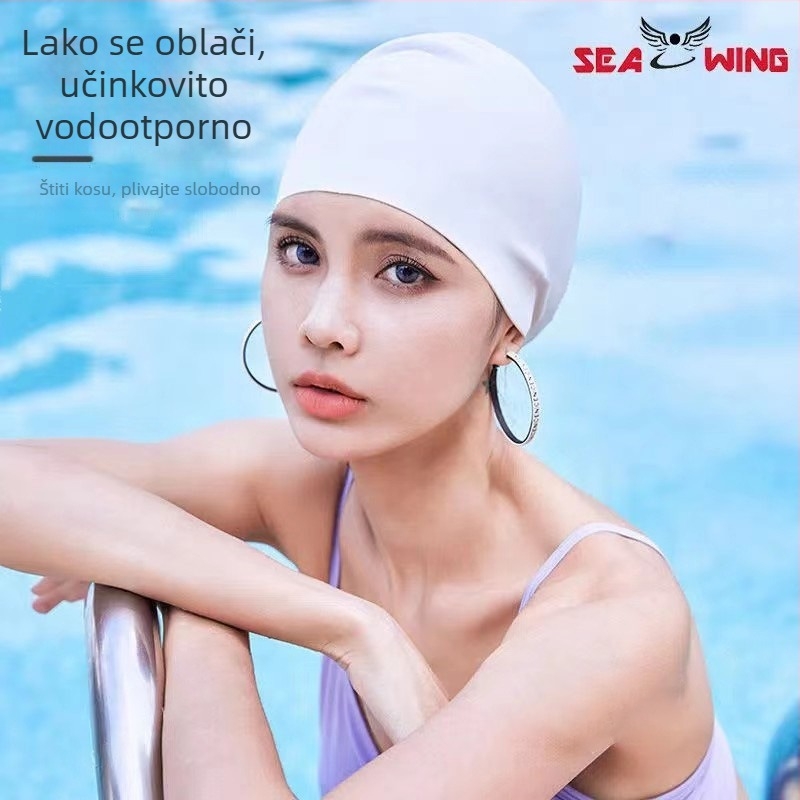 Silikonska plivačka kapa za odrasle s zaštitom ušiju, dizajn za dugu kosu, vodootporna