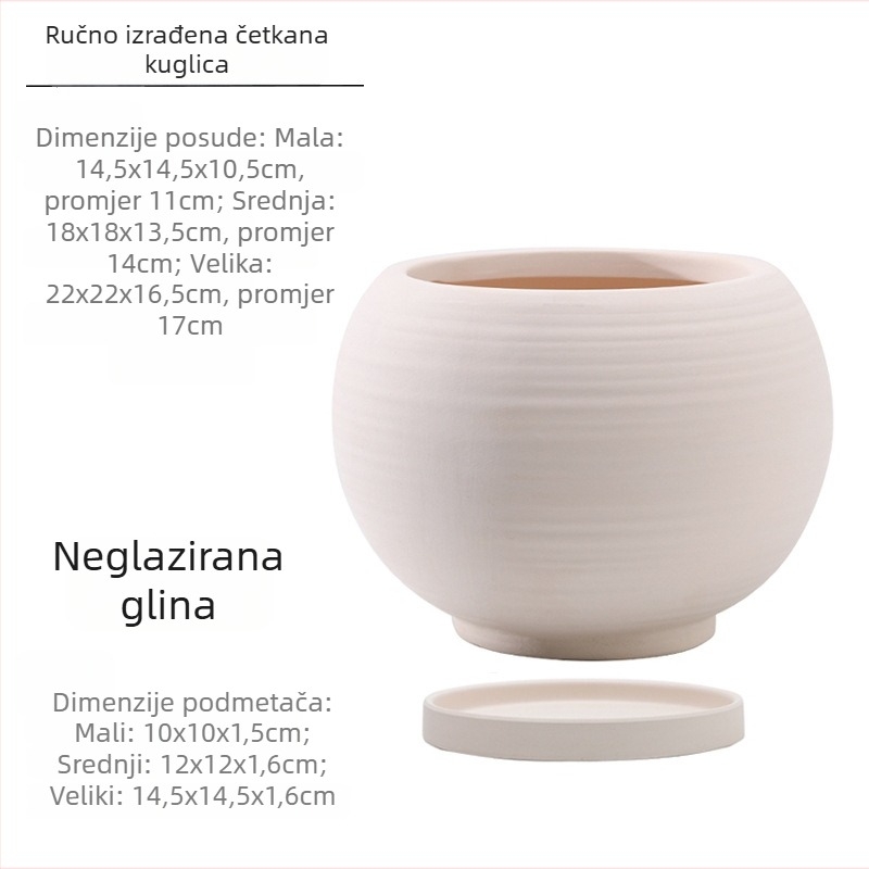 Nordski stil slikani okrugli keramički lonac za biljke sa stalkom, prozračan glineni lonac, velik promjer za pothos