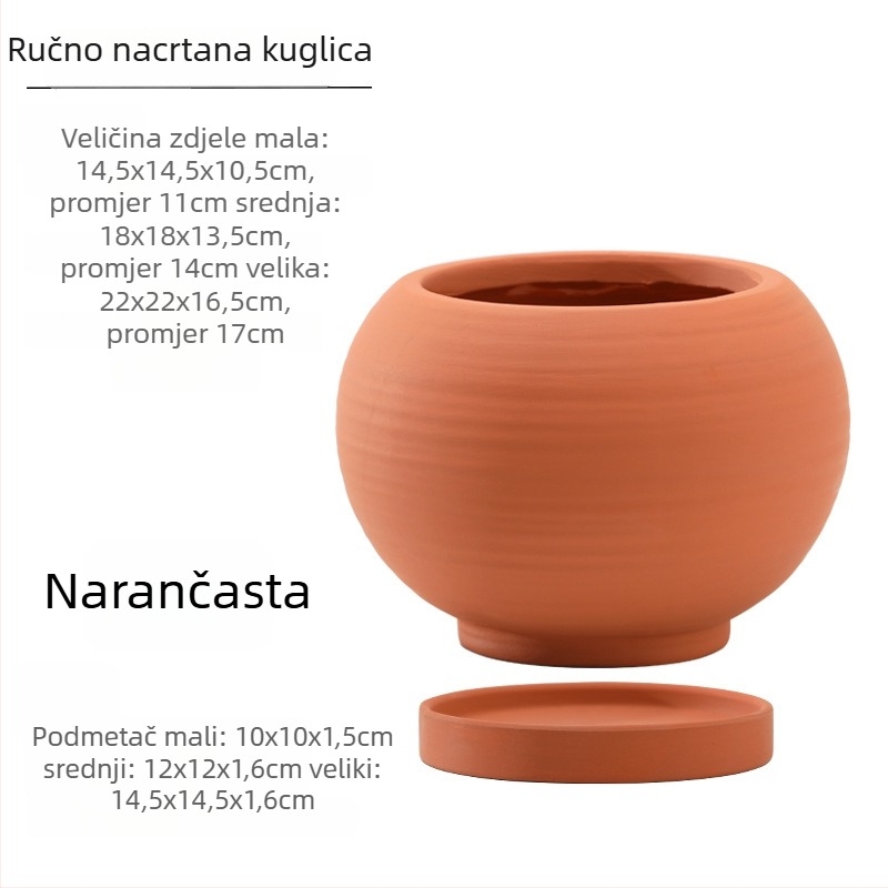 Nordski stil slikani okrugli keramički lonac za biljke sa stalkom, prozračan glineni lonac, velik promjer za pothos