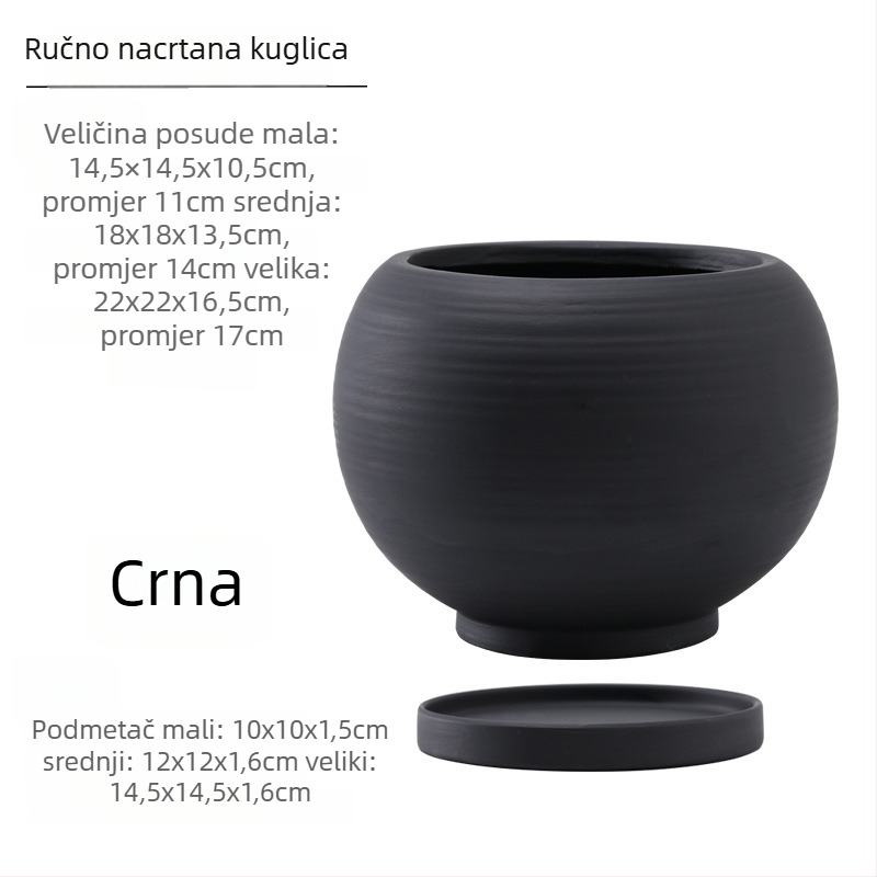 Nordski stil slikani okrugli keramički lonac za biljke sa stalkom, prozračan glineni lonac, velik promjer za pothos