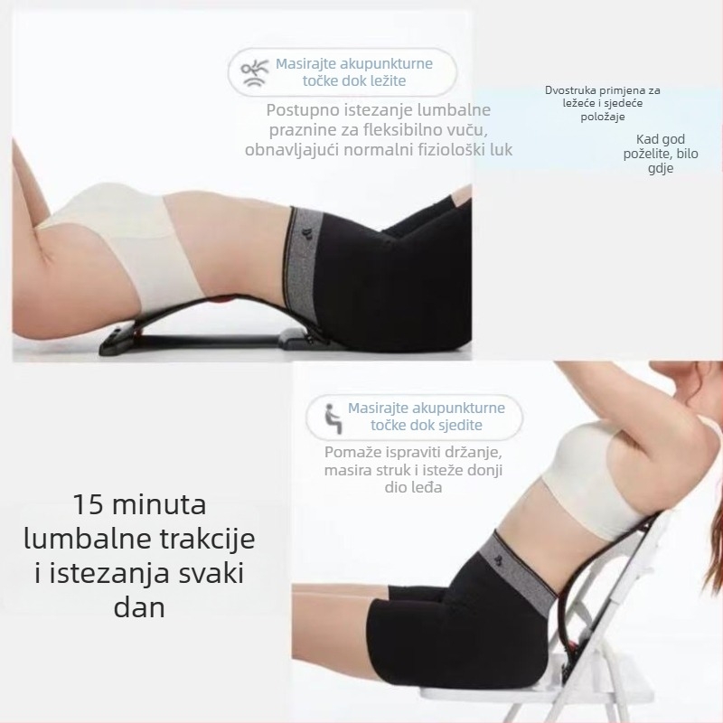 Lumbalni reljef s trakcionom za lumbalnu kralježnicu, jastuk za bol u leđima i rastezanje kičme, dodaci za jogu; marka Move and enjoy health; pogodno za masažu i fitness
