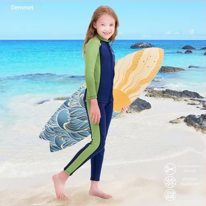 Dječji neopren dvodijelni wetsuit s dugim rukavima, 1.5/3 mm, topao, za ronjenje, snorkanje i plivanje