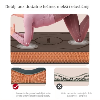Joga podloga od kokosovih ljuskica i diatomske gume, protuklizna, za kućnu fitnes, dimenzije 70 cm × 190 cm × 7 mm, mat za preskakanje užetom