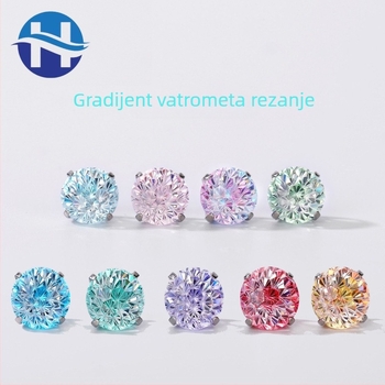 Naušnice od titanija s 5A cirkonom, rose-cut, geometrijski oblik, unisex modni dodatak