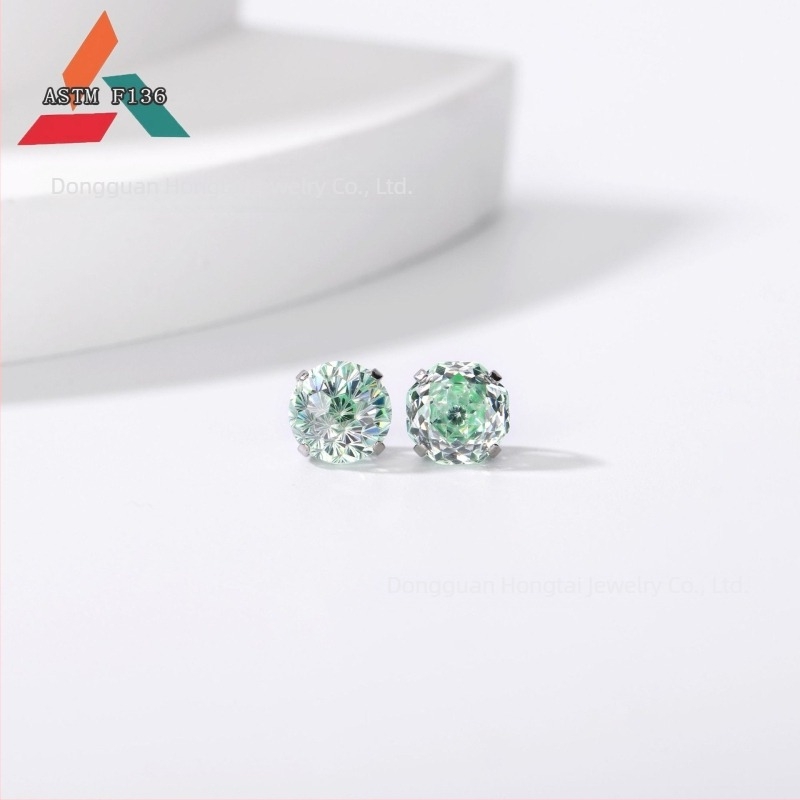 Naušnice od titanija s 5A cirkonom, rose-cut, geometrijski oblik, unisex modni dodatak