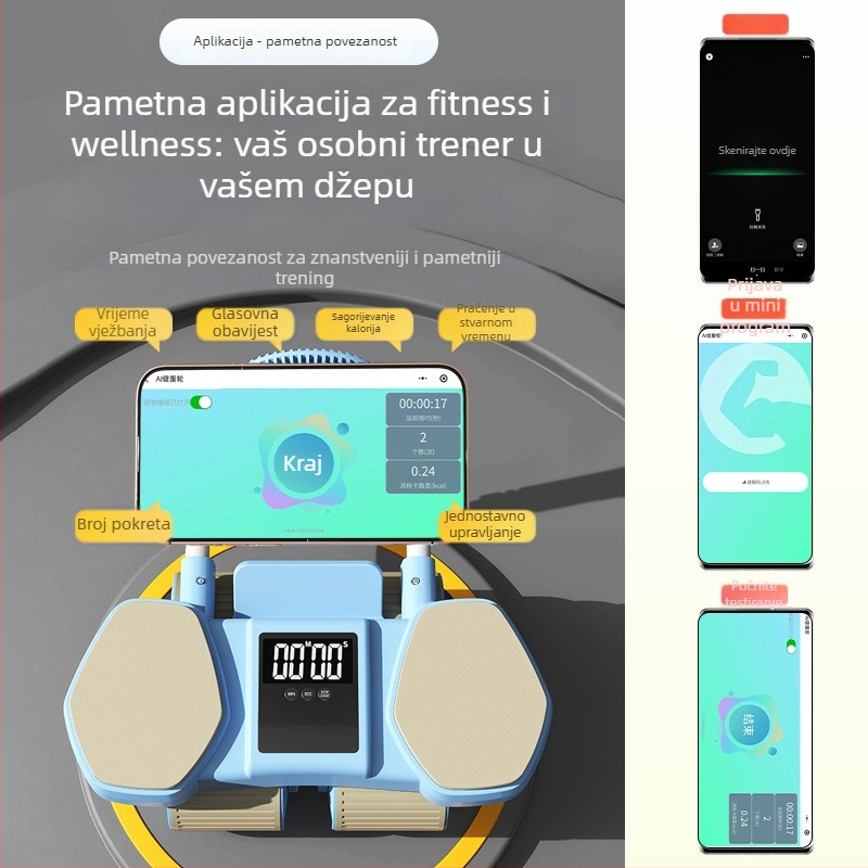 CF-099 Kotač za trbuh, 2,2 kg, četverokotač s automatskim vraćanjem, veliki zaslon za mjerenje vremena, za ured i kućne treninge