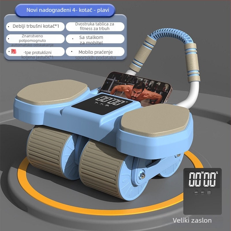 CF-099 Kotač za trbuh, 2,2 kg, četverokotač s automatskim vraćanjem, veliki zaslon za mjerenje vremena, za ured i kućne treninge