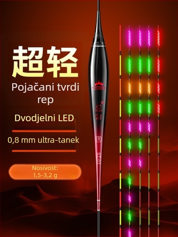 Elektronički plovak za ribolov Crown mark s LED osvjetljenjem, vertikalni drift, nanomaterijal, dnevno/noćni način