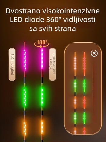 Elektronički plovak za ribolov Crown mark s LED osvjetljenjem, vertikalni drift, nanomaterijal, dnevno/noćni način