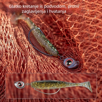 Vobler s olovnom glavom i dizajnom ribljeg oka, protiv zaplitanja, s brzim otpuštanjem utega, zakrivljena udica