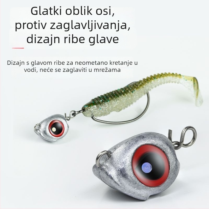 Vobler s olovnom glavom i dizajnom ribljeg oka, protiv zaplitanja, s brzim otpuštanjem utega, zakrivljena udica