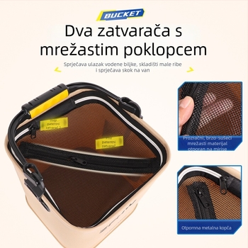 Sklopiva višefunkcionalna prenosna kanta za živu ribu za vanjski ribolov (težina 0,3 kg)