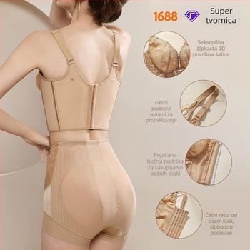 Prilagodljivi bustier bodi s čipkastim leđima, oblikuje tijelo; 3/4 čašice od najlona; odvojive dvostruke naramenice; stražnje zatvaranje s četiri reda kukica; push-up