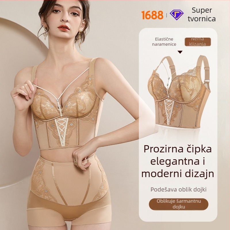 Prilagodljivi bustier bodi s čipkastim leđima, oblikuje tijelo; 3/4 čašice od najlona; odvojive dvostruke naramenice; stražnje zatvaranje s četiri reda kukica; push-up