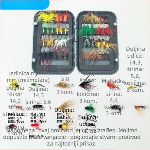 Burning Eagle biomimikri mamac – set lažnih mamaca za fly fishing, imitacije leptira i komaraca, miješani set udica u kutiji