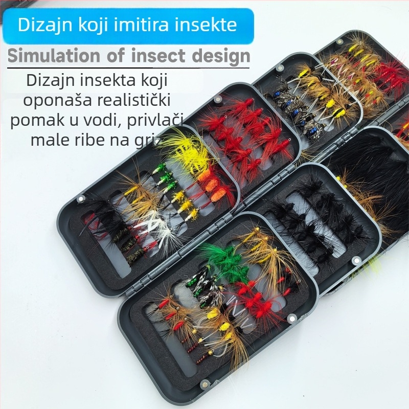 Burning Eagle biomimikri mamac – set lažnih mamaca za fly fishing, imitacije leptira i komaraca, miješani set udica u kutiji