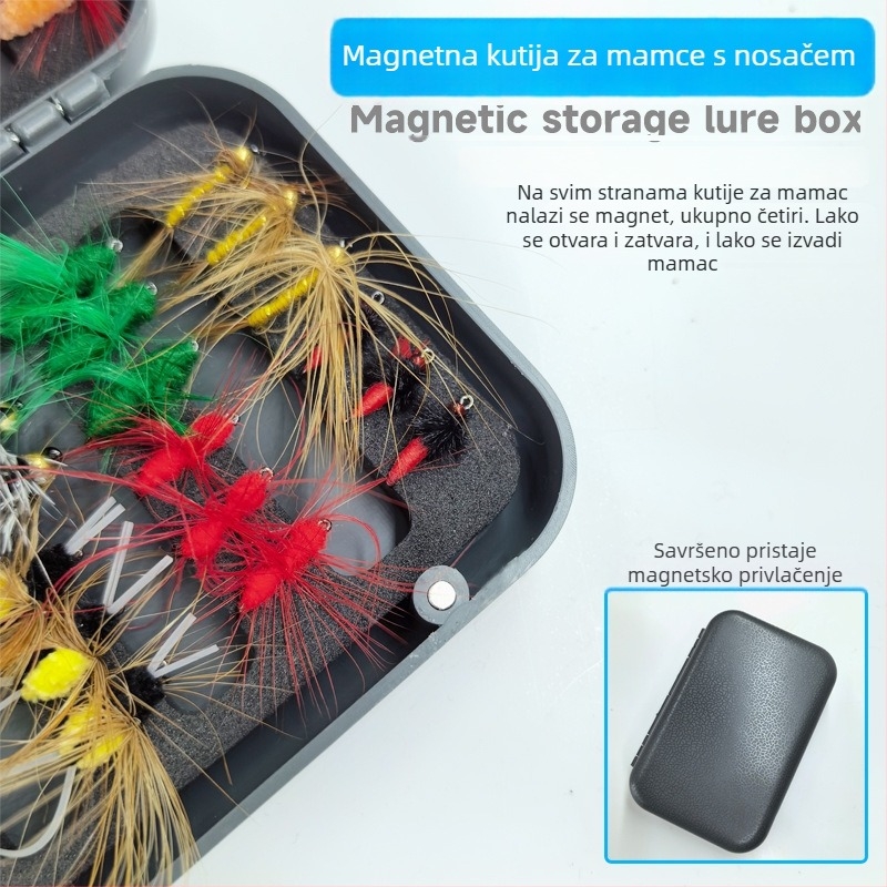 Burning Eagle biomimikri mamac – set lažnih mamaca za fly fishing, imitacije leptira i komaraca, miješani set udica u kutiji