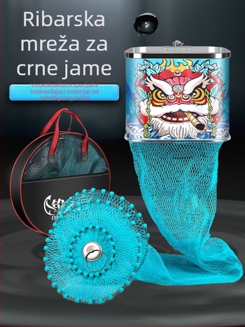 Baon najlon zaštitna mreža za ribolov, četvrtastog oblika s nehrđajućim prstenom, premazana da spriječi zaplitanje riba, prenosiva i vodootporna