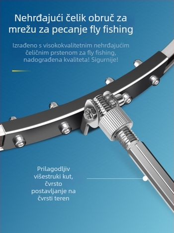 Baon najlon zaštitna mreža za ribolov, četvrtastog oblika s nehrđajućim prstenom, premazana da spriječi zaplitanje riba, prenosiva i vodootporna