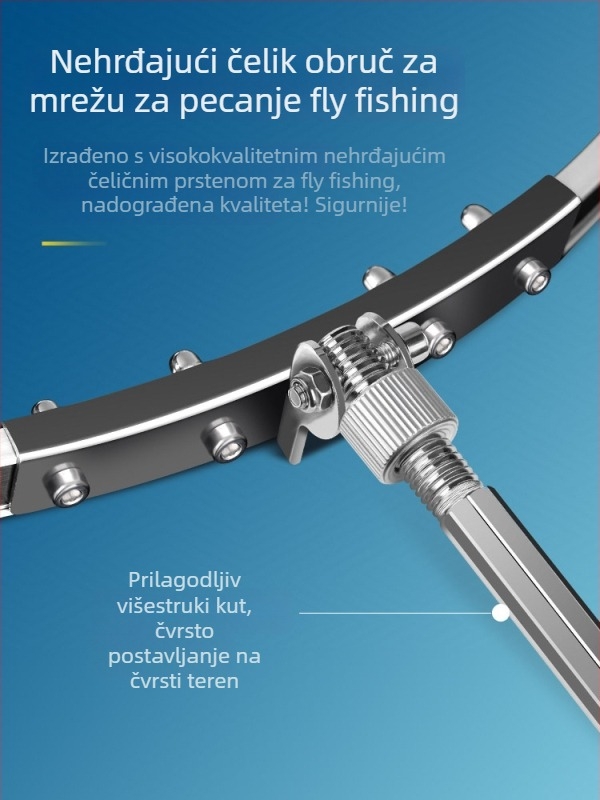 Baon najlon zaštitna mreža za ribolov, četvrtastog oblika s nehrđajućim prstenom, premazana da spriječi zaplitanje riba, prenosiva i vodootporna