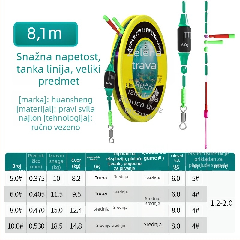 Huansheng glavna linija za ribolov – najlon, izuzetno snažna, 100 kom. u pakiranju