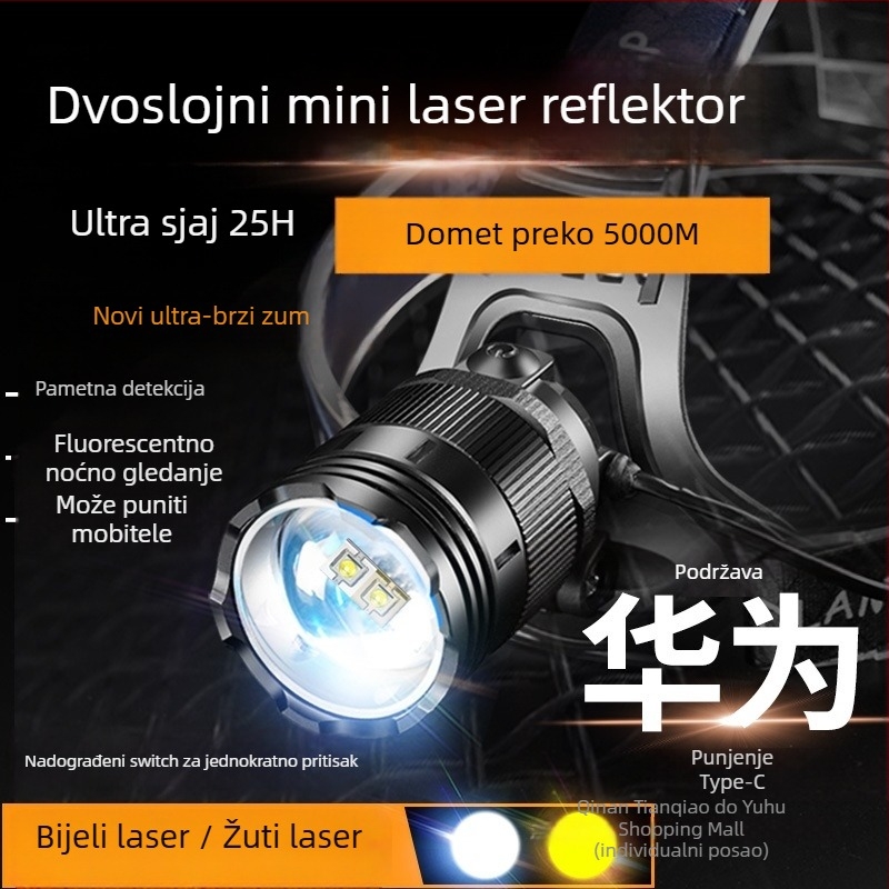 Shuosen Napajana ultralampa za noćno pecanje – 18650 baterija, vodootporna, 8–10 sati trajanja, 266 g, elastična traka